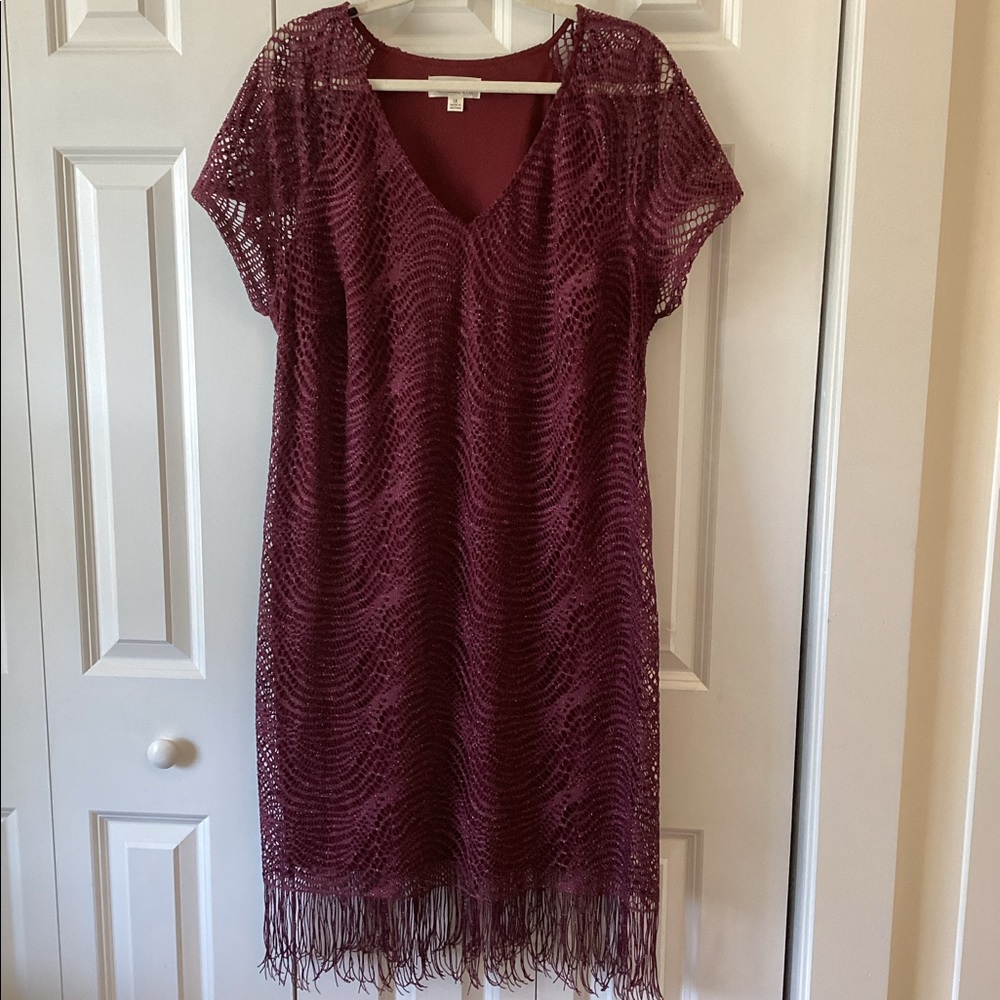 SOHO APPREL Lace/Mesh Dress w/Glitter. 1X